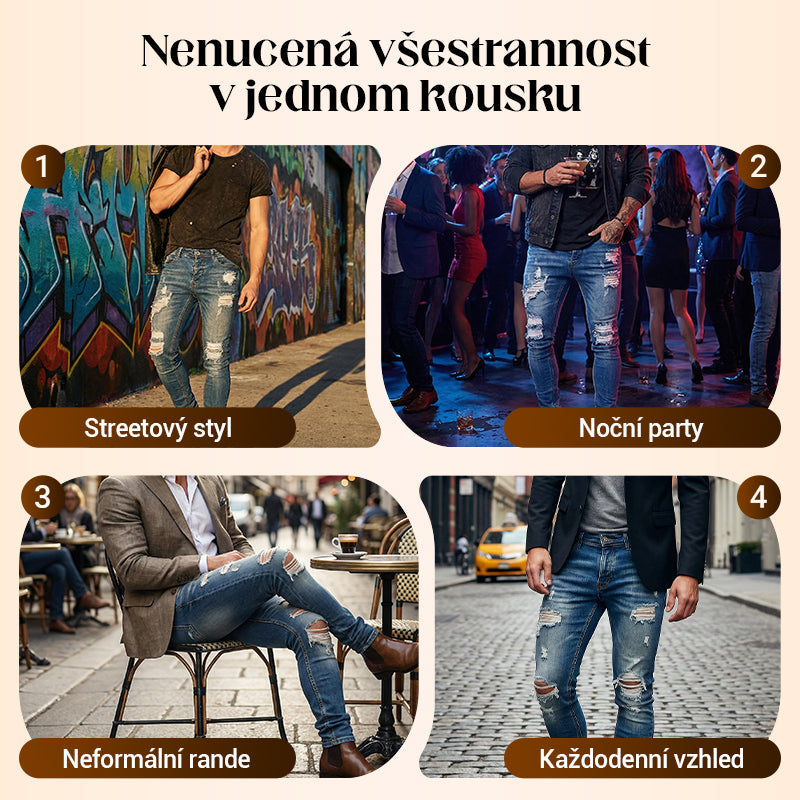 🔥🎁Nová 50% SLEVA🔥Stylové pánské skinny džíny s efektem opotřebení