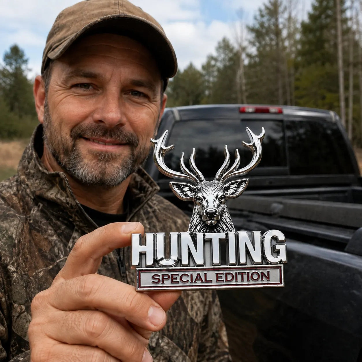 🦌 Speciální edice HUNTING - 3D chromovaný kovový emblém na vaše auto