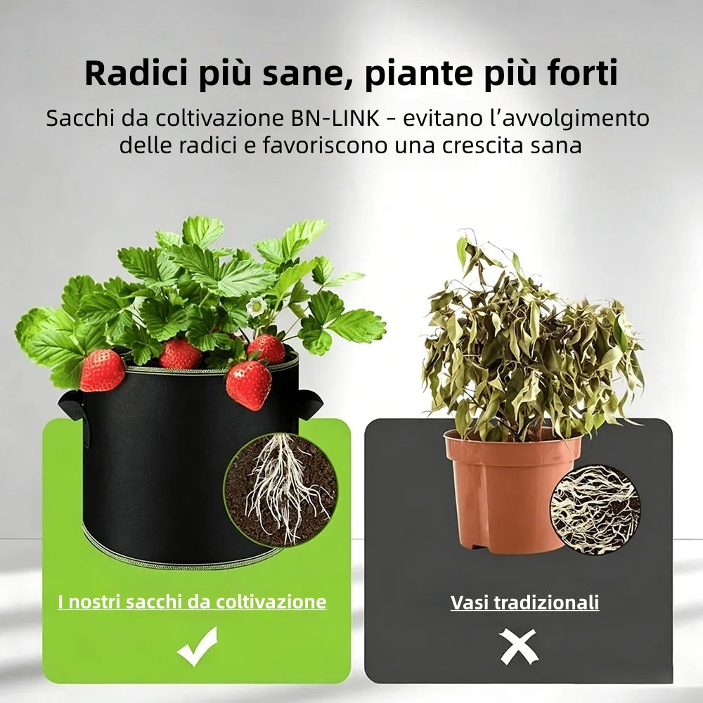 🌱 Balení 5 pěstebních sáčků o objemu 19 litrů (5 galonů) – odolné, prodyšné látkové květináče s uchy na zeleninu, květiny a ovoce