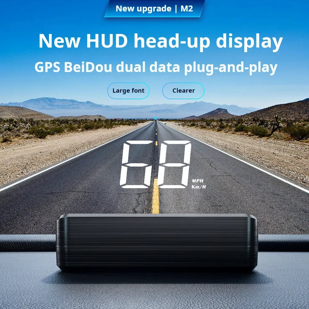 Digitální rychloměr do auta s head-up displejem (HUD) a GPS navigací