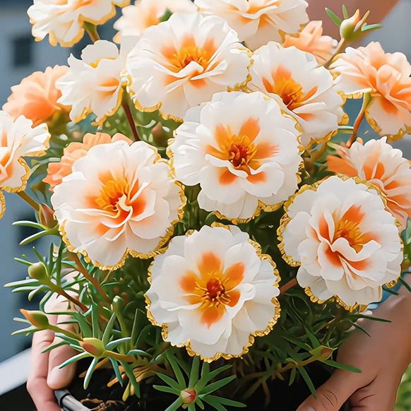 Zlatá krajková portulaka🌸✨ Nádherné dvojité květy pro bezproblémové letní zbarvení