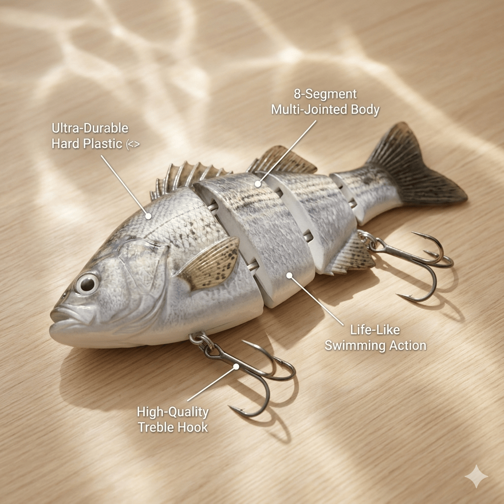 🌊Ovládněte vodu: Ozark Trail 5palcová vícedílná swimbait na bílého okouna🐟