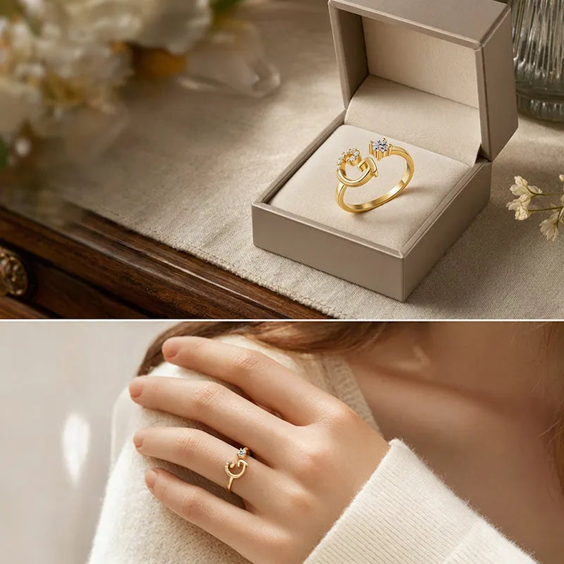 ⏳Časově omezená sleva 50 %⏰Nastavitelný třpytivý prsten s iniciálami pro ženy💍