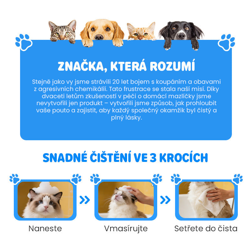 🐱🐈 Jemná rostlinná deodorantová pěna pro domácí mazlíčky