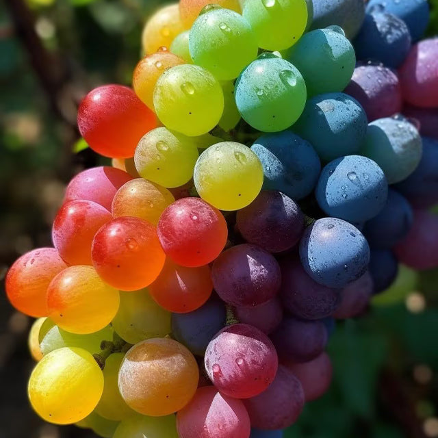 Nová vzácná, duhově zbarvená hybridní organická odrůda vinné révy