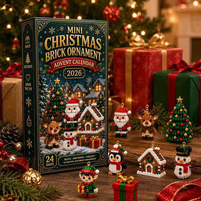 🎄 24denní mini adventní kalendář s vánočními ozdobami | 24 unikátních, svátečních, vlastních designů s poutky na zavěšení – ideální pro zdobení vánočních stromků, věnců a svátečních dekorací 🧱