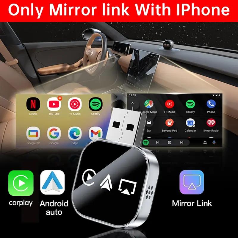 📶 2026 Upgrade 3 v 1 Zrcadlo pro iOS telefon, kabelový/bezdrátový Carplay adaptér