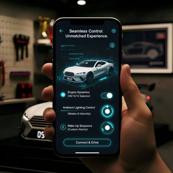 🎁 Budík s hyperautomobilem🏎️ Realistický motor a světelné efekty