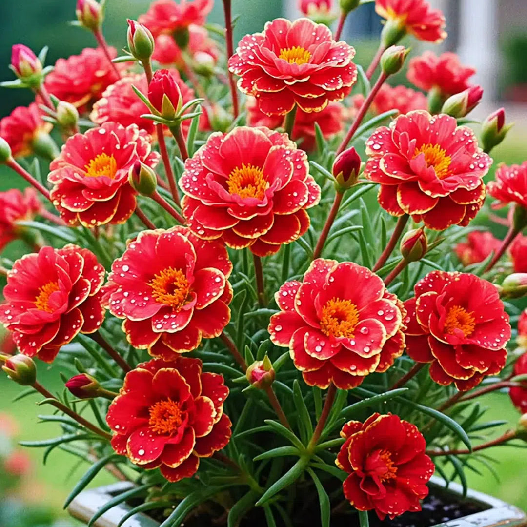 Zlatá krajková portulaka🌸✨ Nádherné dvojité květy pro bezproblémové letní zbarvení