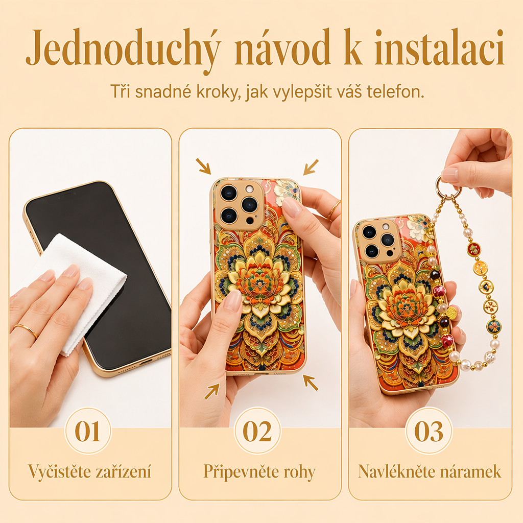 Ozdobte svůj telefon uměním Dunhuang – luxusní pouzdro na telefon s motivem lotosu a třpytivým povrchem. Na dobírku! 🌸