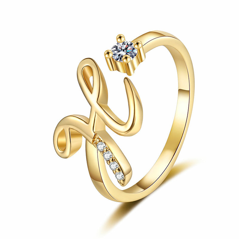⏳Časově omezená sleva 50 %⏰Nastavitelný třpytivý prsten s iniciálami pro ženy💍