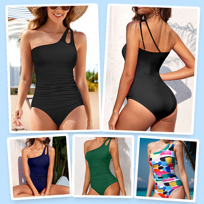 🔥 S-2XL 🍀 Dámské jednodílné plavky s odhalenými rameny 🏖️👙