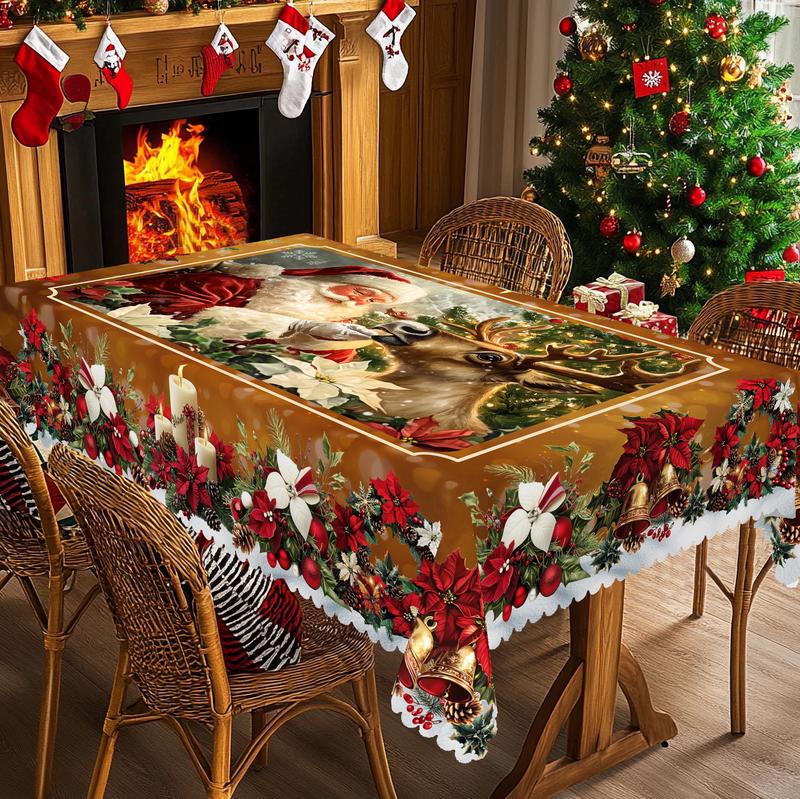 Prémiový vánoční ubrus - okouzlující motiv Santa Clause a soba pro radostné chvíle s rodinou