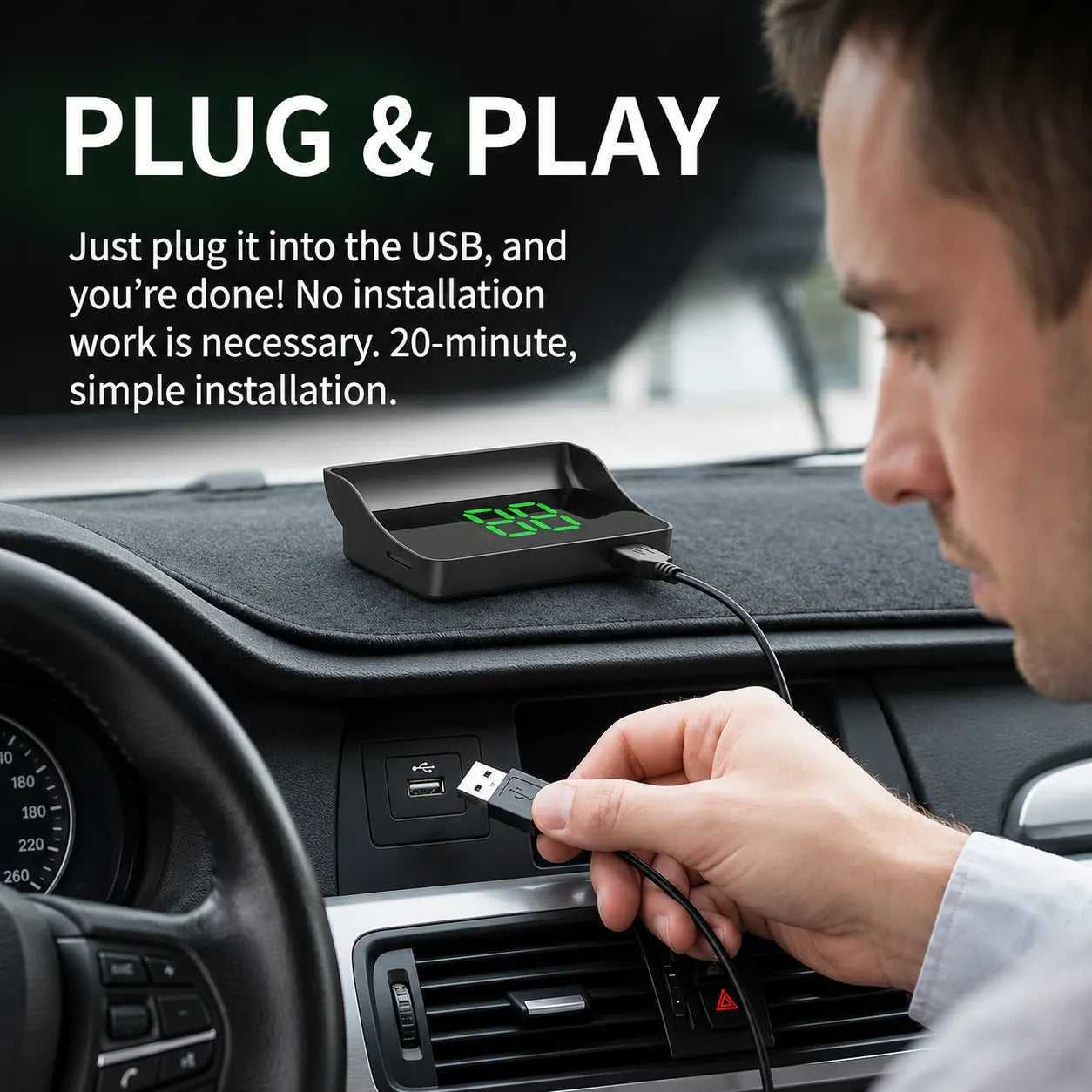 Digitální rychloměr do auta s head-up displejem (HUD) a GPS navigací