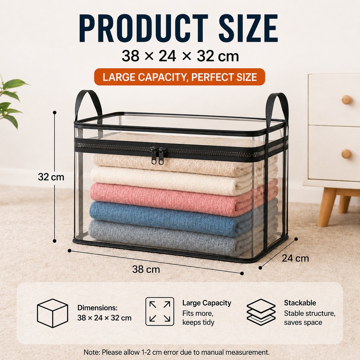 💕HomeVault™🇬🇧 Průhledný úložný vak – velký, odolný proti prachu a vlhkosti, s uchem✨