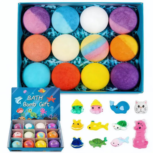 🔥🛁 Přírodní koupelové bomby pro děti s mega bublinkami a překvapením uvnitř 🥚✨12 ks. [1 balení]