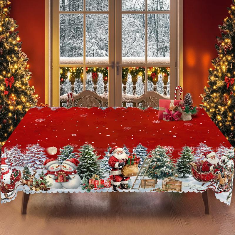 Prémiový vánoční ubrus - okouzlující motiv Santa Clause a soba pro radostné chvíle s rodinou