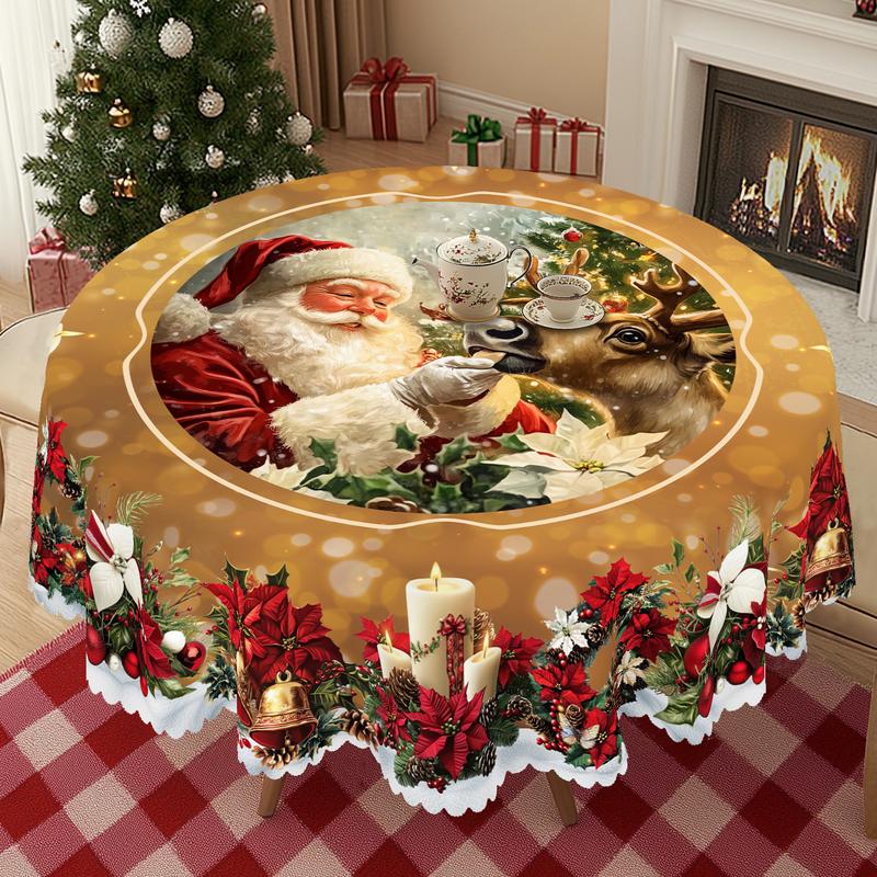 Prémiový vánoční ubrus - okouzlující motiv Santa Clause a soba pro radostné chvíle s rodinou