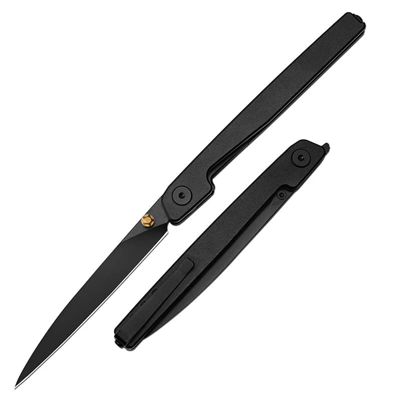 🔥Poslední den výprodeje 50% SLEVA🎉Dlouhý nůž s Liner Lock Front Flipper a černou hliníkovou rukojetí