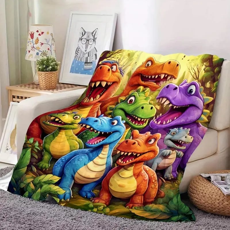 🎄Vánoční výprodej - sleva 49%🎅Měkká, zábavná deka s roztomilými, usměvavými dinosaury, digitální tisk na flanelový vzor ve vysokém rozlišení