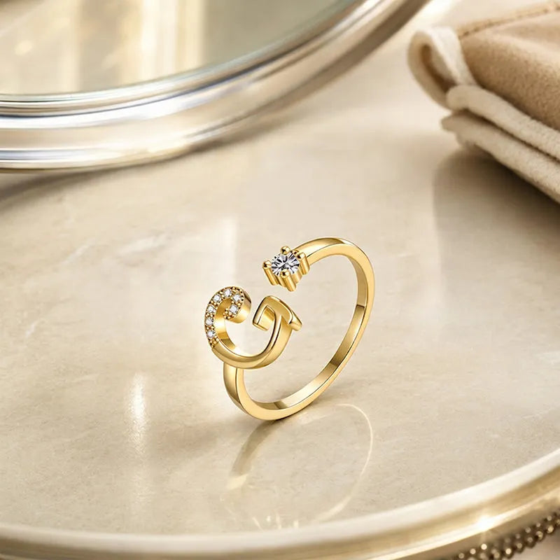 ⏳Časově omezená sleva 50 %⏰Nastavitelný třpytivý prsten s iniciálami pro ženy💍
