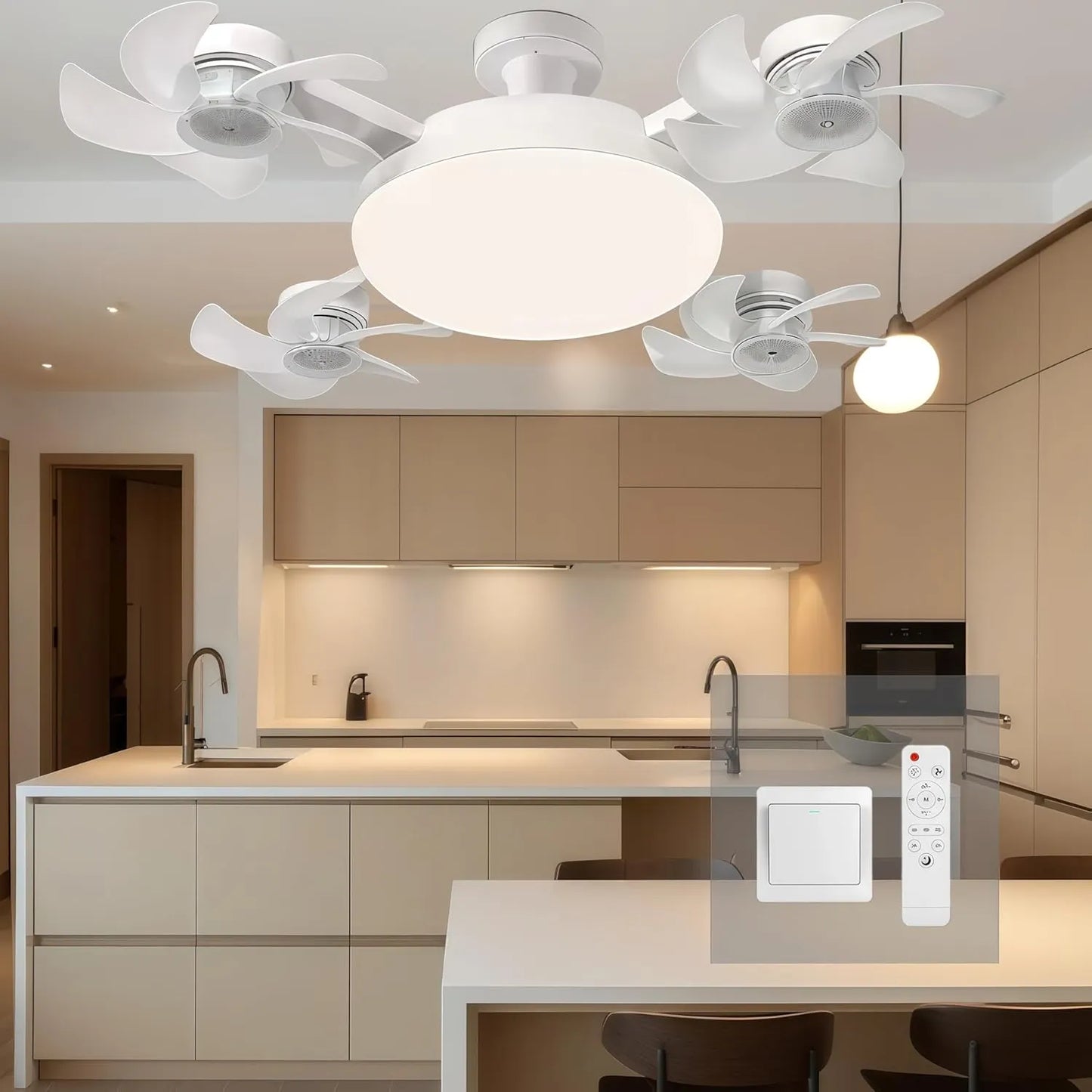 Moderní stropní ventilátorová lampa se závitem E27 (model 2026) - tichý 2v1 LED ventilátor s dálkovým ovládáním
