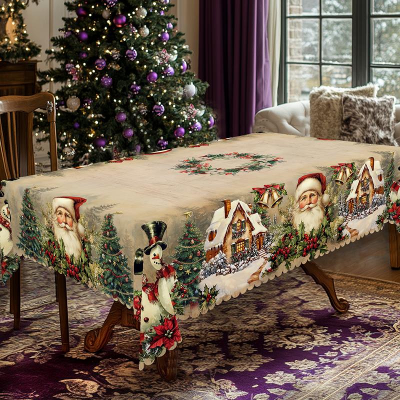 Prémiový vánoční ubrus - okouzlující motiv Santa Clause a soba pro radostné chvíle s rodinou