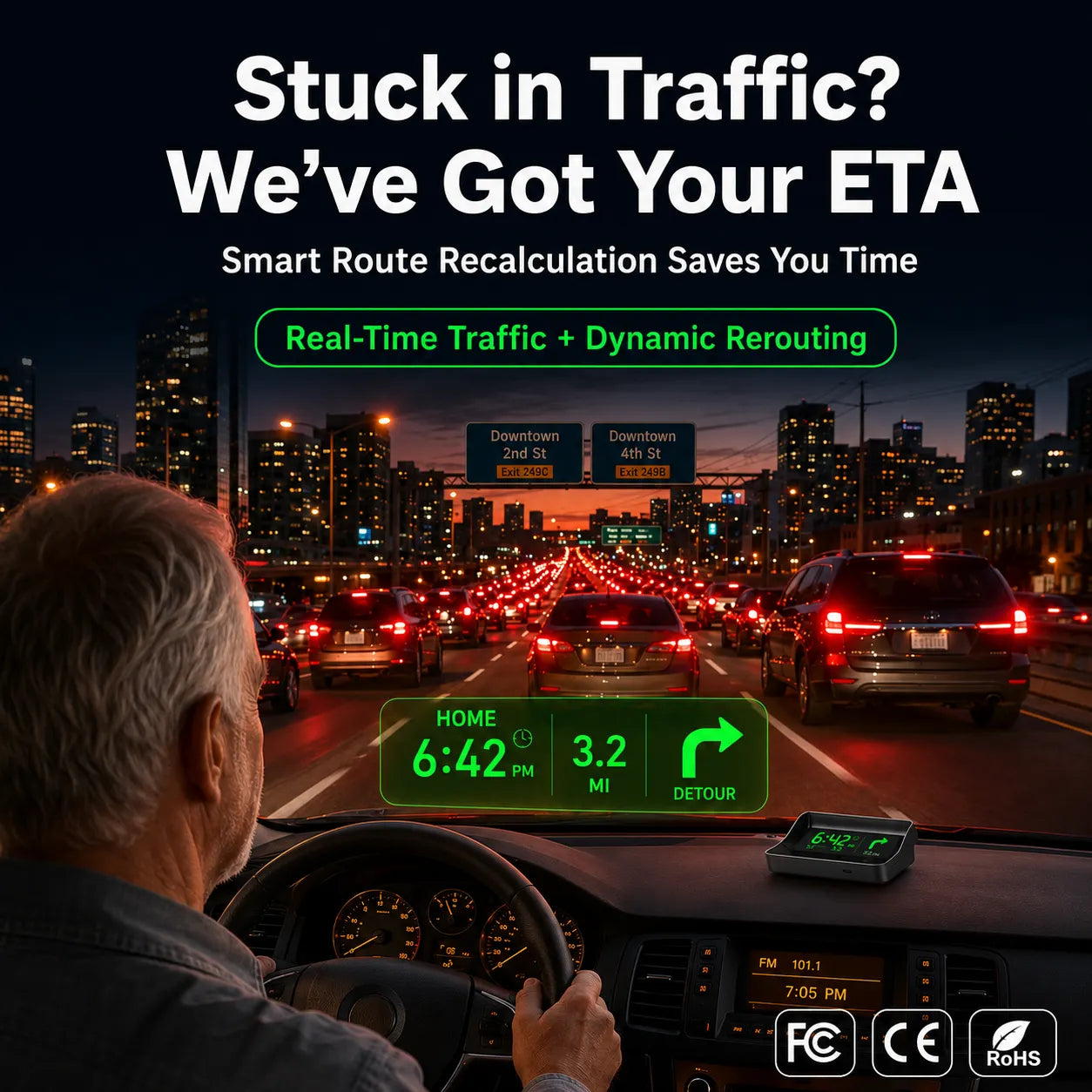Digitální rychloměr do auta s head-up displejem (HUD) a GPS navigací