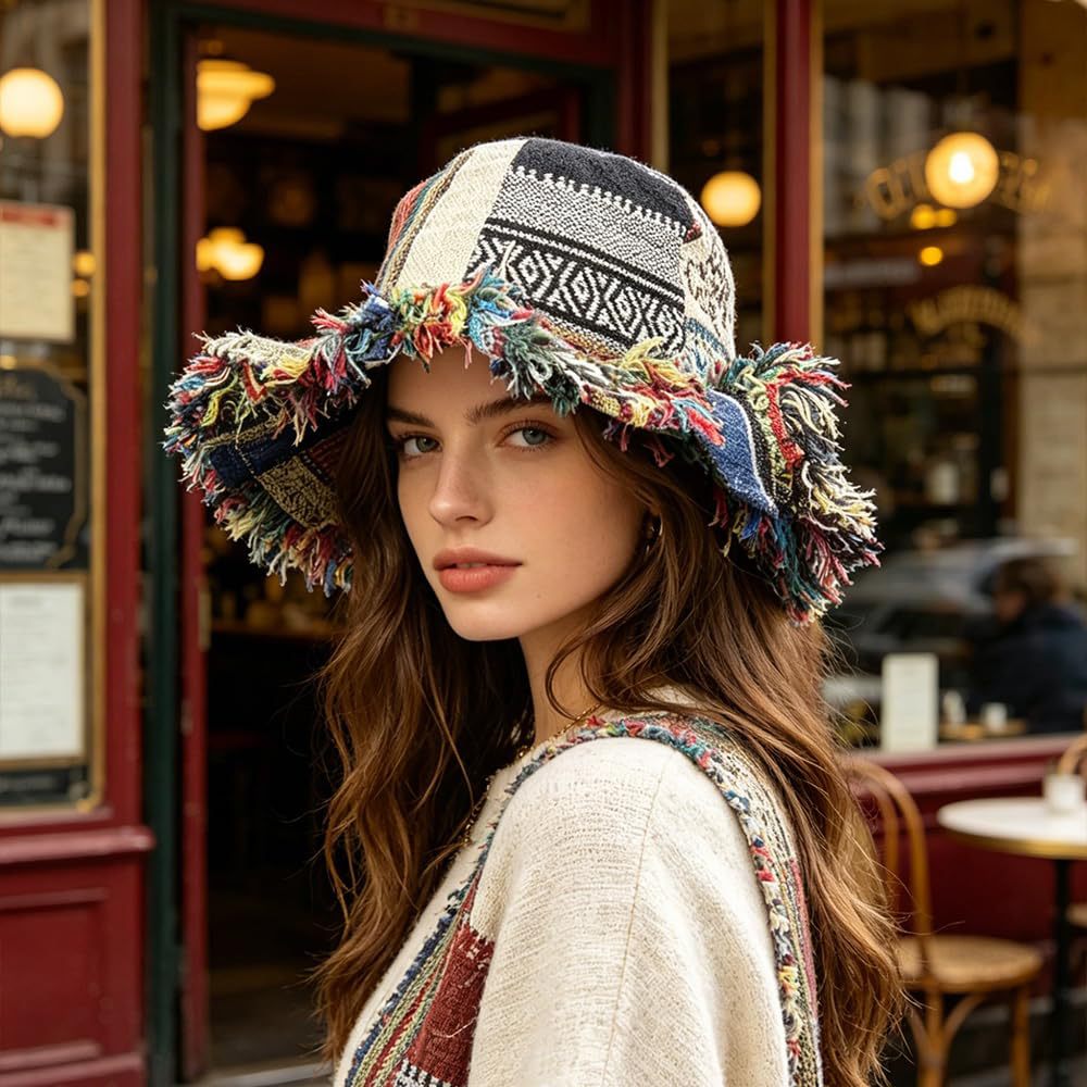 🎨Časově omezená sleva 50%🤠Ručně vyrobený rybářský klobouk s roztřepenými okraji, čistá bavlna, měkký, retro sluneční klobouk👒