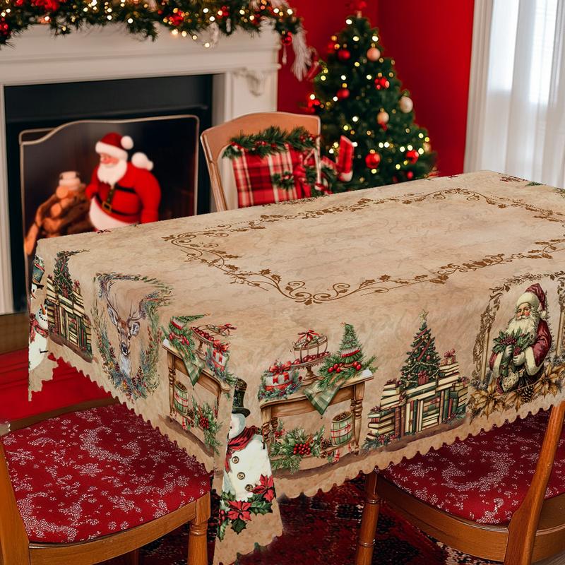 Prémiový vánoční ubrus - okouzlující motiv Santa Clause a soba pro radostné chvíle s rodinou