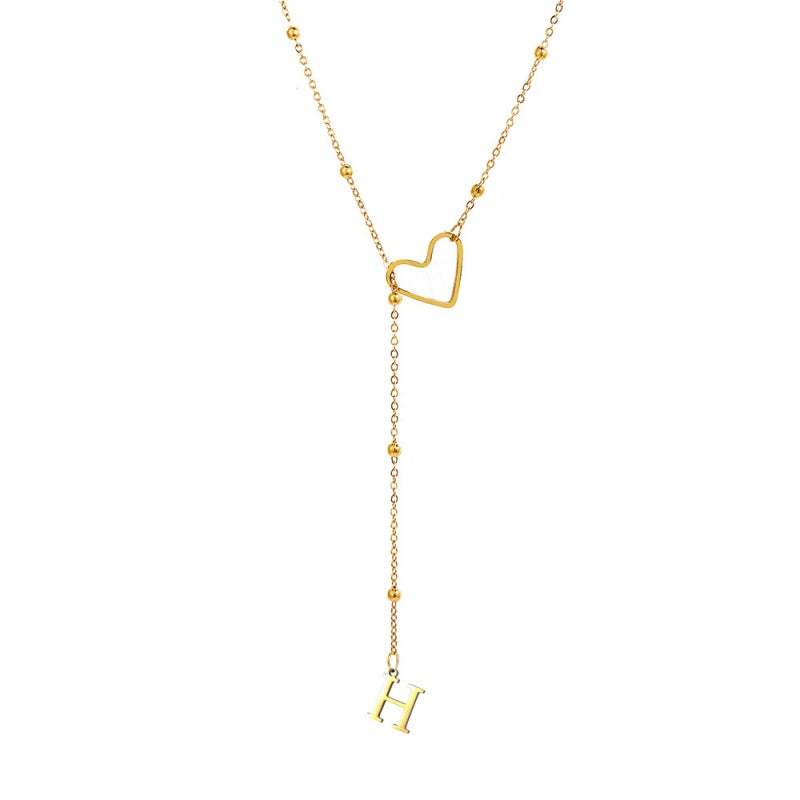 Náhrdelník ve tvaru Y s iniciálou a srdcem