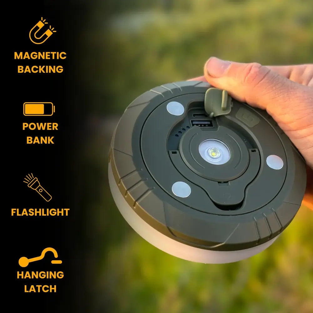 Camp Lamp™💡 10 metrů dlouhá výsuvná světelný řetězec 🔋 8hodinová výdrž baterie 🌈 Více barevných nastavení ⚙️ Nastavení během několika sekund