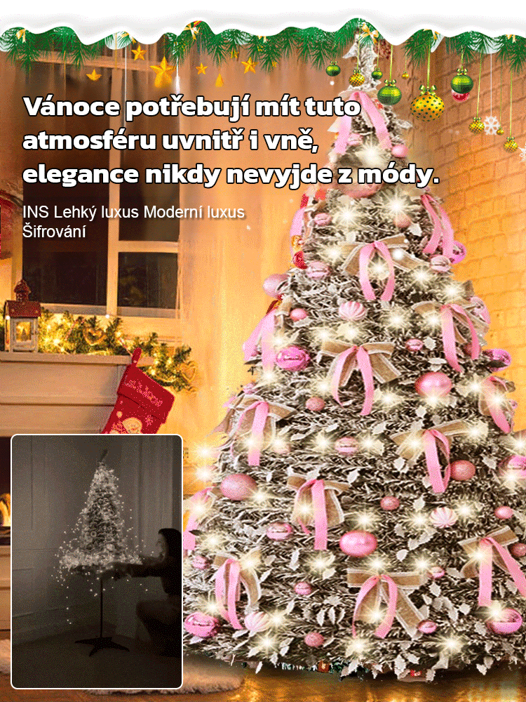 【Romantické Vánoce】roztažitelný skládací vánoční stromek