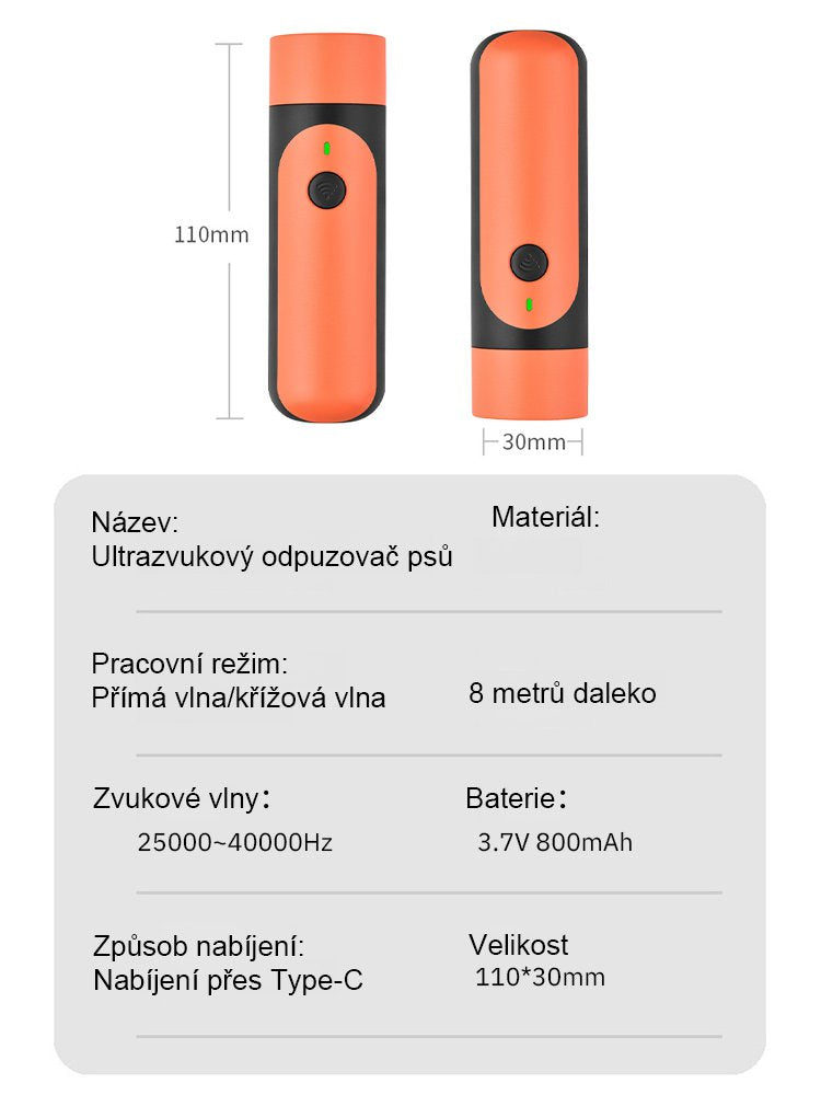 【Nepřítel zlých psů】Mini ultrazvukový odpuzovač proti štěkání a kousání