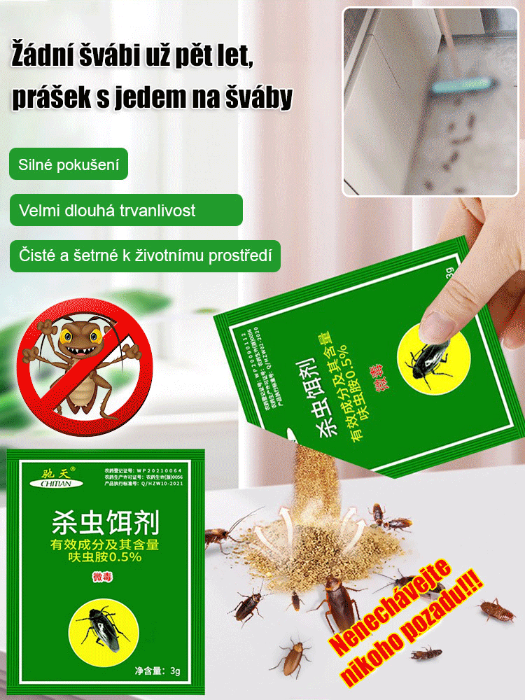 [Žádní švábi do pěti let] Čištění návnad s práškovým lepidlem na zabíjení švábů