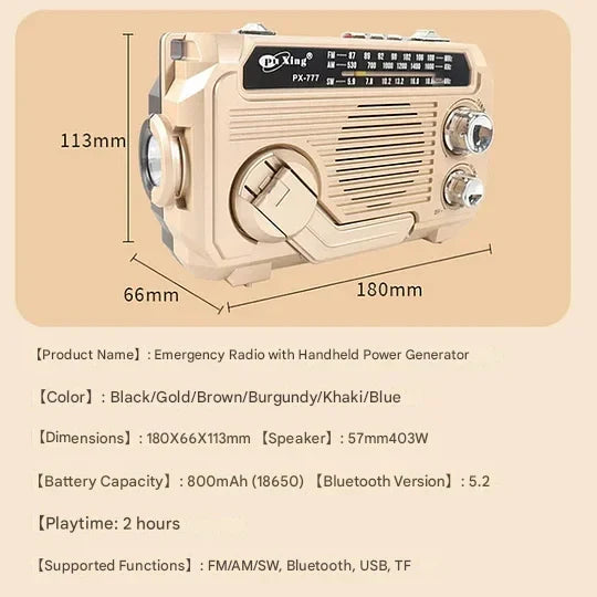Ruční rádio s funkcí nouzového nabíjení