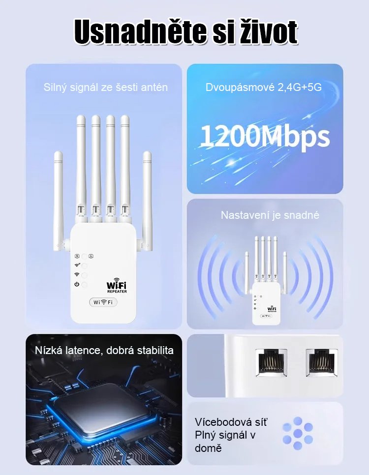 Šestipásmový zesilovač bezdrátového signálu