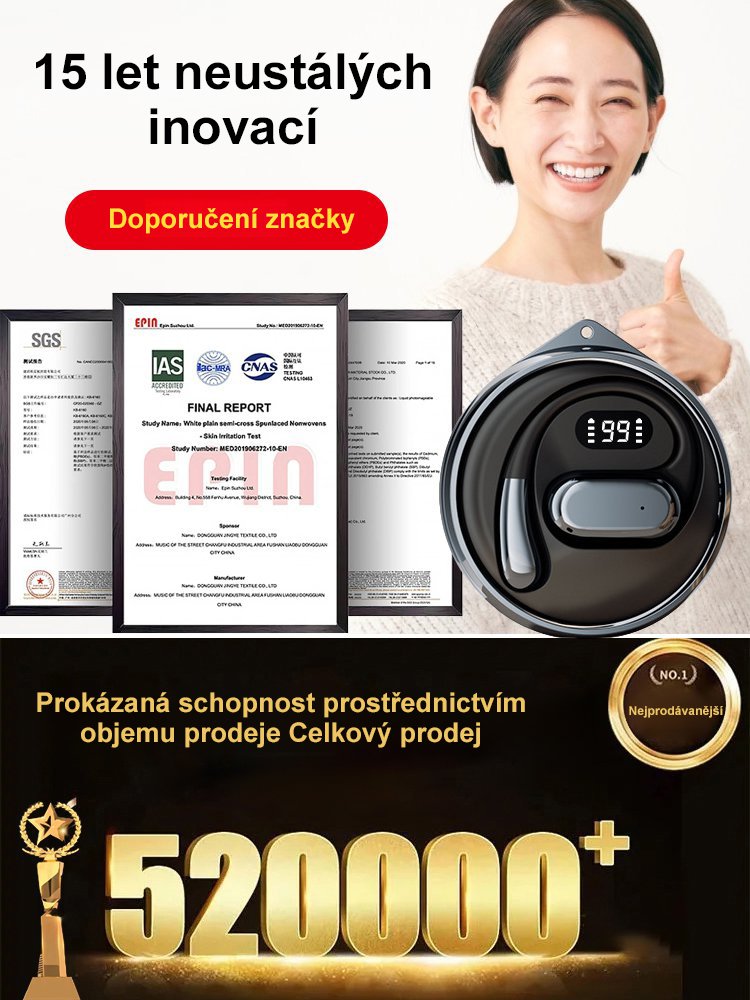 Rychlá Bluetooth inteligentní sluchátka pro překlad 144 jazyků