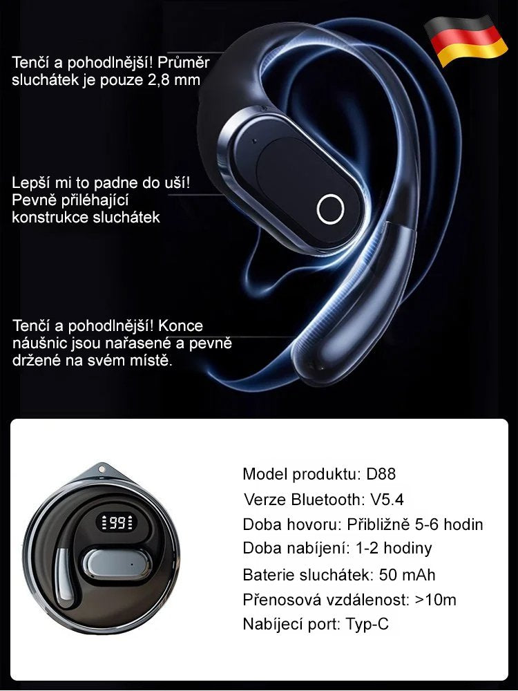 Rychlá Bluetooth inteligentní sluchátka pro překlad 144 jazyků