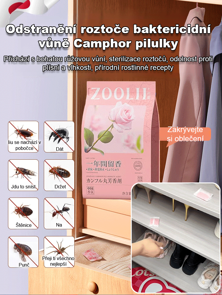 Odstranění roztoče baktericidní vůně Camphor pilulky