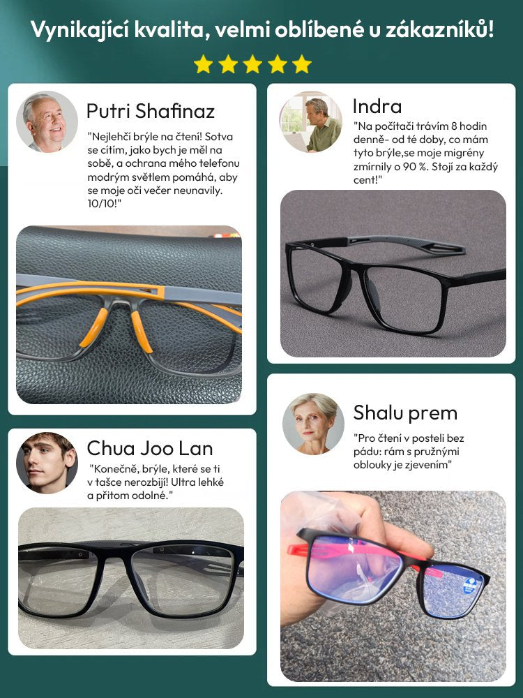 Ultralehké pohodlné brýle na čtení s ochranou proti modrému světlu.