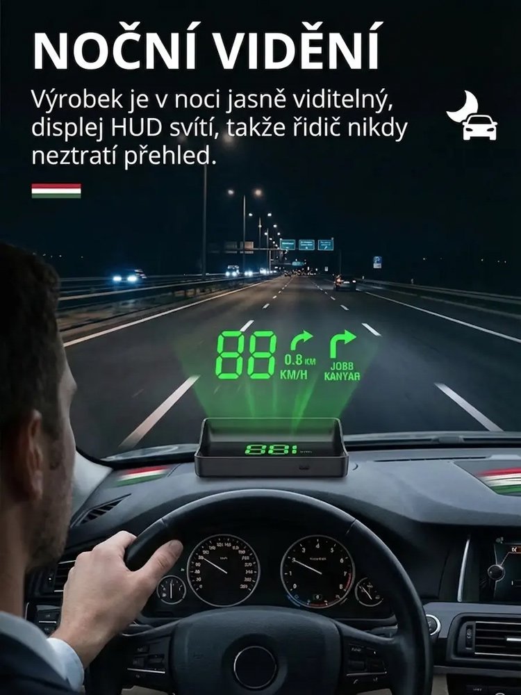 HUD automobilová GPS digitální rychloměr