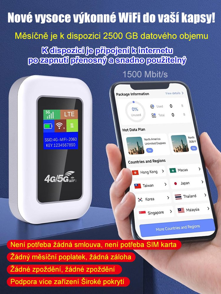 Univerzální, rychlá, přenosná Wi-Fi síť po celém světě