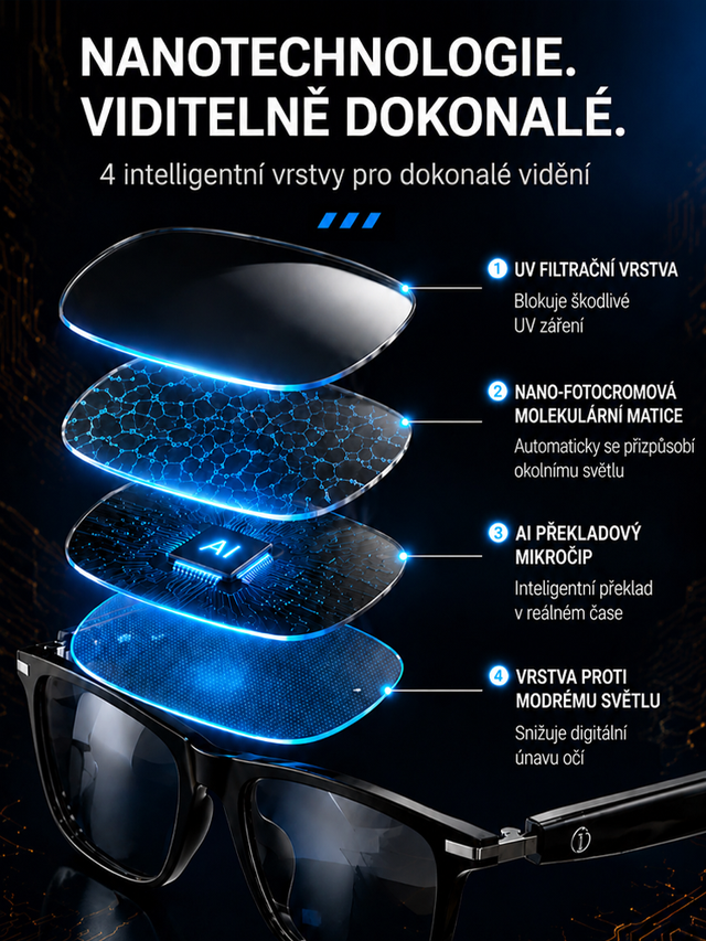 Inteligentní brýle s automatickým zoomem, změnou barvy a AI překlady v reálném čase