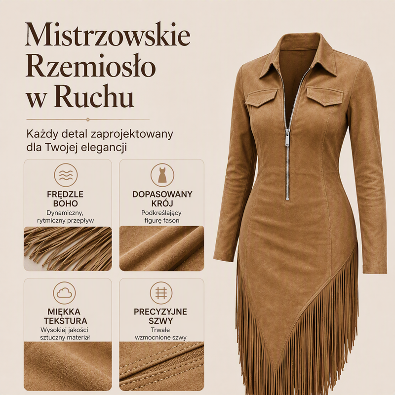 🌸Sleva 49 %💖Dámské retro midi šaty se zipem a třásněmi