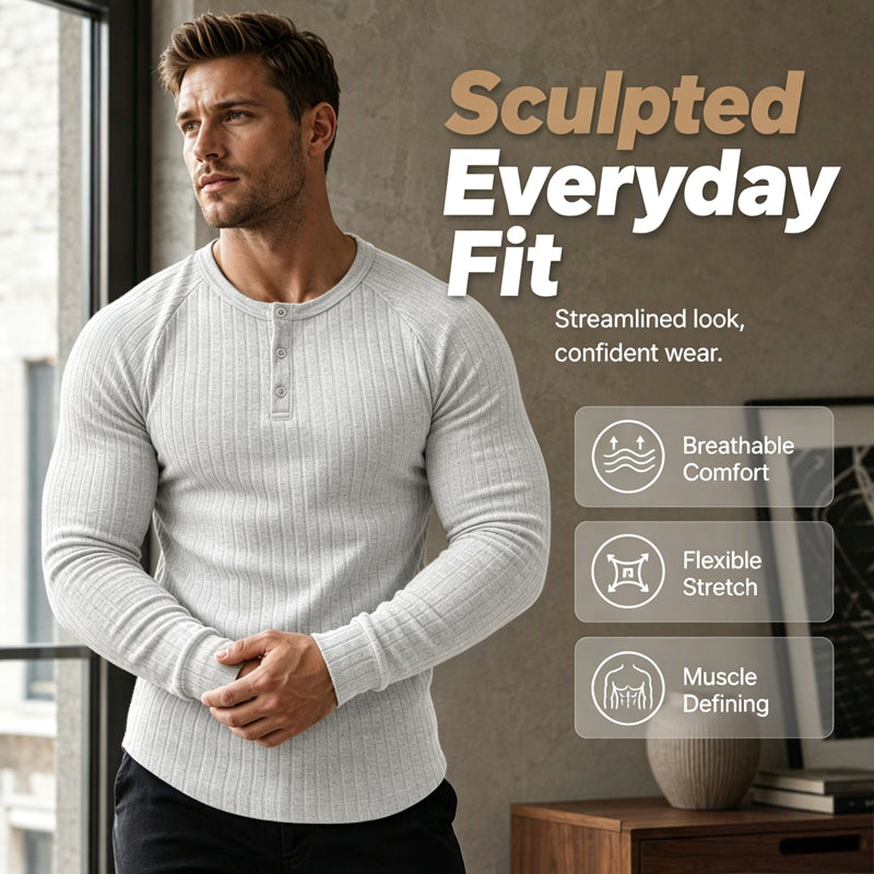 🍁Získejte svou novou podzimní módu - pánská slim fit košile Henley