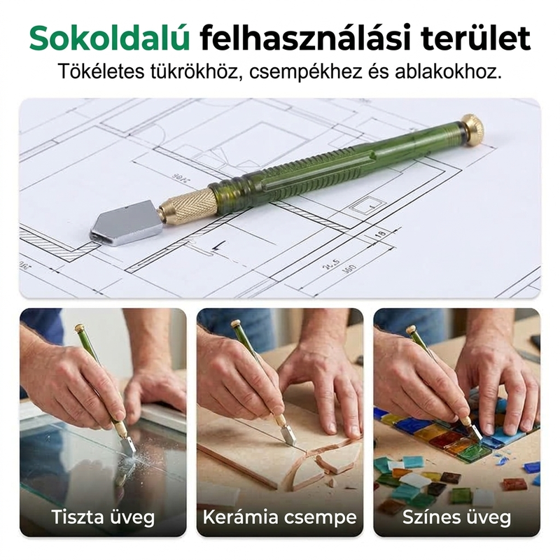 🛠️Profesionální diamantová řezačka – s válečky z tvrzené slitiny, které umožňují přesné řezání jak skla, tak dlaždic.