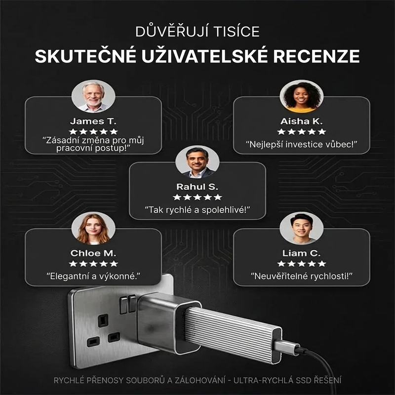 ⚡ Vysokorychlostní přenosný externí SSD disk – Kompaktní, rychlý, praktický ✨