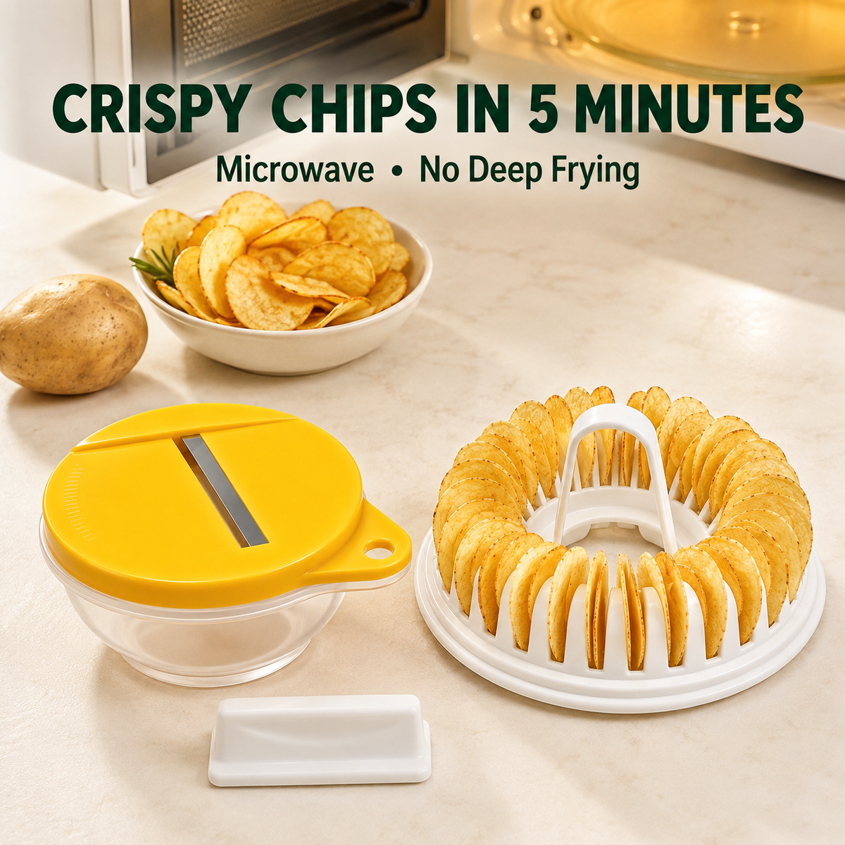 🥔🍟 Domácí mikrovlnný přístroj na výrobu brambůrků - bez oleje, křupavý a zdravý - ideální pro domácí svačinky 🥗✨