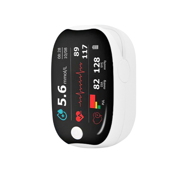 【🎁Sváteční speciál🎄】Pulzní oxymetr GlucoSense na prst s klipem - anglická verze (čtyřbarevná LED)